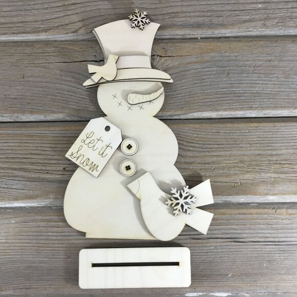 Standing Snowman Shelf Sitter - Unpainted DIY Paint Kit - Picture 1 of 4